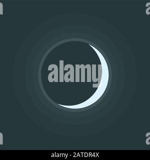 Crescent icon. Waxing lunar symbol on night sky. Luna in phase of new moon. Vector eps8 illustration in flat design style without transparency. Stock Vector