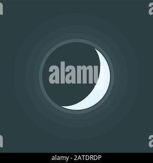 Crescent icon. Waxing lunar symbol on night sky. Luna in phase of new moon. Vector eps8 illustration in flat design style without transparency. Stock Vector