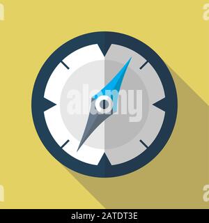 Compass flat icon. Vector icon of a navigational compass in flat style with long shadow. EPS10 clean vector illustration. Stock Vector