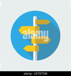 Road sign flat icon. Signpost icon in flat style. Blank template for navigational text. EPS10 clean vector illustration. Stock Vector