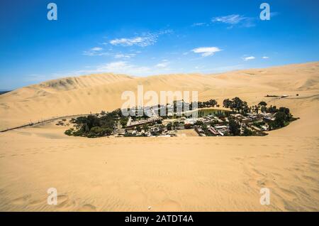 Hucachina oasis and sand dunes near Ica, Peru Stock Photo