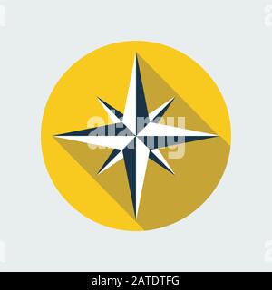 Wind rose flat icon. Vector icon of a navigational wind rose flat style ...