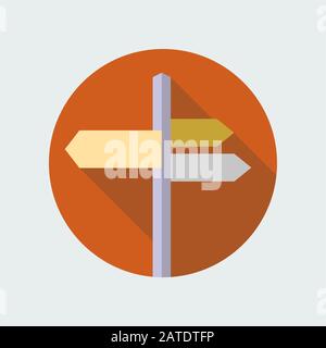 Road sign flat icon. Signpost icon in flat style. Blank template for navigational text. EPS10 clean vector illustration. Stock Vector