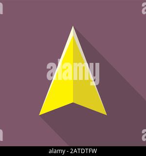 Navigation pointer flat icon sign. Navigator arrow symbol. Navigational pictogram. Vector icon of a navigation arrow in flat style with long shadow. E Stock Vector