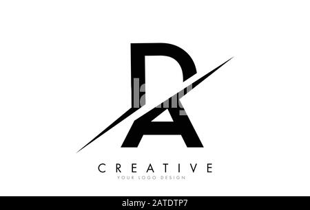 DA D A Letter Logo Design with a Creative Cut. Creative logo design.. Stock Vector