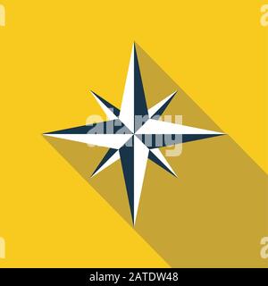 Wind rose flat icon. Vector icon of a navigational wind rose flat style with long shadow. EPS10 clean vector illustration. Stock Vector
