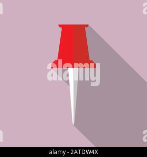 Pin vector icon flat design. Pin icon in flat style with long shadow. Pin flat icon symbol. Pin vector icon flat design element. EPS10 vector illustra Stock Vector