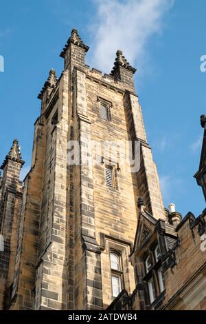 One of the towers of the General Assembly Hall in Edinburgh, Scotland, built in 1858 Stock Photo