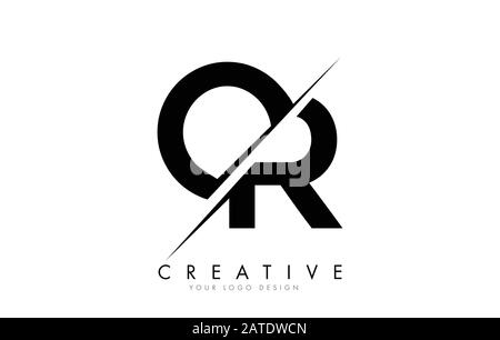 OR O R Letter Logo Design with a Creative Cut. Creative logo design.. Stock Vector