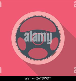 Car steering wheel vector icon flat symbol. Automobile steering wheel icon in flat style with long shadow. Auto steering wheel flat icon. Car steering Stock Vector