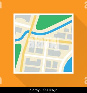 City paper map colored flat icon. Vector eps8 illustration. Stock Vector