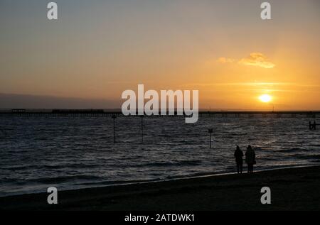 Sunset in Southend-on-Sea, UK. Stock Photo