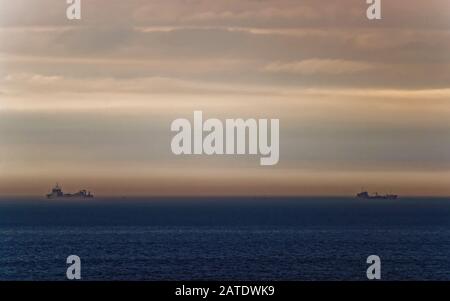 Sunset at English Channel of Trouville in Calvados Normandy France Stock Photo