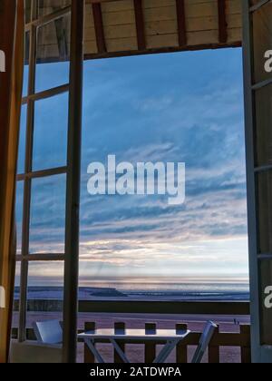 English Channel in Trouville in Calvados Normandy at sunset Stock Photo