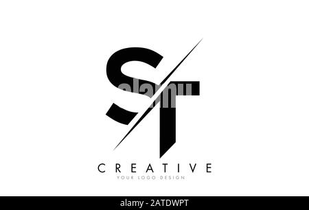 ST S T Letter Logo Design with a Creative Cut. Creative logo design.. Stock Vector