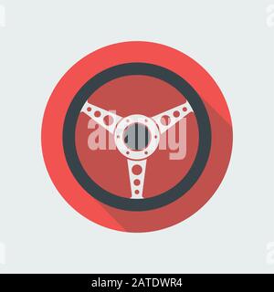 Car steering wheel vector icon flat symbol. Automobile steering wheel icon in flat style with long shadow. Auto steering wheel flat icon. Car steering Stock Vector