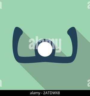 Aircraft control wheel flat icon with long shadow isolated on one-color background. Vector illustration in EPS10 format with transparency. Stock Vector