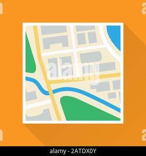 City paper map colored flat icon. Vector eps8 illustration. Stock Vector