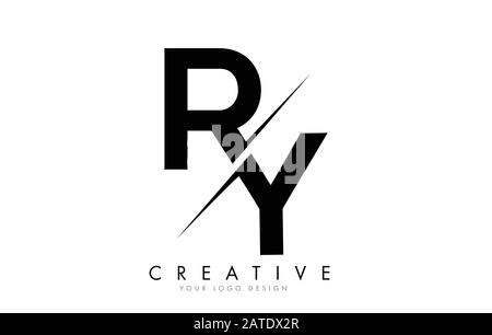 RY R Y Letter Logo Design with a Creative Cut. Creative logo design.. Stock Vector