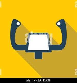 Aircraft steering helm flat icon with long shadow isolated on one-color background. Vector illustration in EPS10 format with transparency. Stock Vector