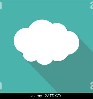 Cloud shape flat icon. Cloud symbol. Cloud pictogram. Vector icon of a cloud in flat style with long shadow. EPS10 vector illustration. Stock Vector