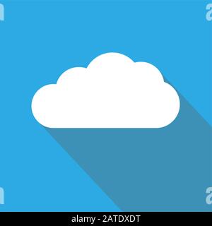 Cloud shape flat icon. Cloud symbol. Cloud pictogram. Vector icon of a cloud in flat style with long shadow. EPS10 vector illustration. Stock Vector