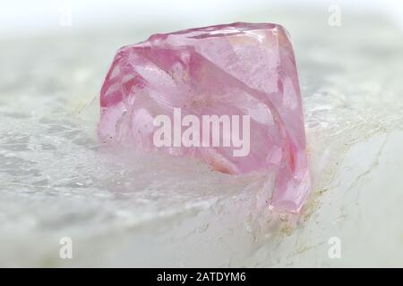 ruby in calcite matrix from Dattaw Mine, Myanmar Stock Photo