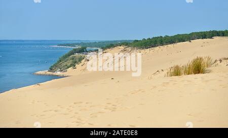 Famous Dune of Pilat sea side located in La Teste-de-Buch in the Arcachon Bay area, in the Gironde department in southwestern France Stock Photo