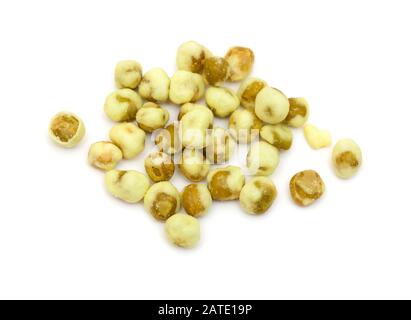 snack food wasabi peas isolated on white background Stock Photo