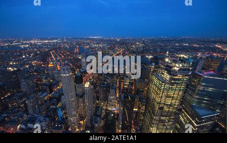 Big Apple after sunset - new york manhattan shortly before the night ...