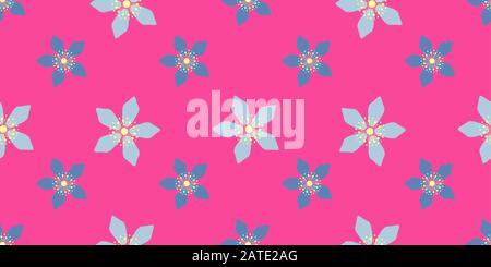 Bright easter pattern with spring flowers. Summer colors. Pink, fuchsia and blue.. Stock Vector