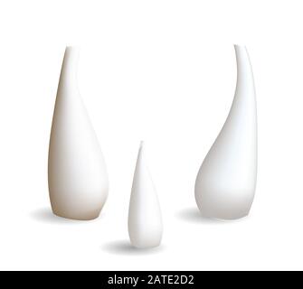 White fashionable modern vase. Clipart. Element for your design. Vector illustration on a white background. A vessel for the flower.. Stock Vector
