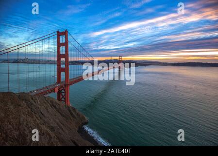 Golden Gate Bridge, San Francisco CA USA. Sunset sky at San Francisco, California Stock Photo