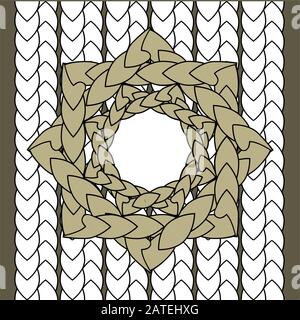Beige knitting polygonal tracery on white wool background in celtic style Stock Vector