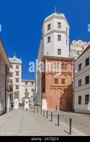 Szczecin, West Pomeranian Province, Poland. Pomeranian Dukes Castle view from Grodzka street. Stock Photo