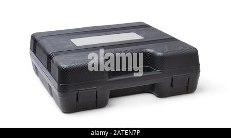Black plastic tool box isolated on white background Stock Photo