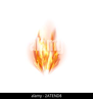 Flame Isolated on White Background. Hot Red and Yellow Burning Fire with Flying Embers Stock Vector