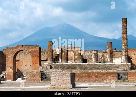 The antique ruins of pompei, city destroyed by the vesuvius voolcano eruption in Italy inscribed on the world list heritage of UNESCO Stock Photo