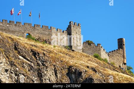 Tourbillon castle on hill of Sion Valais Switzerland Stock Photo