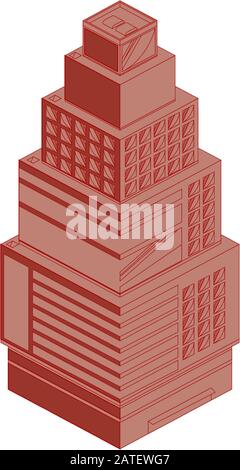 Vector isometric icon or infographic elements representing low poly town apartment building Stock Vector