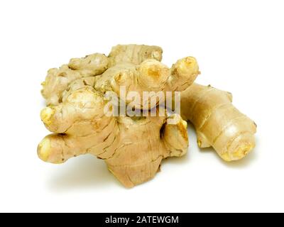 fresh ginger isolated on white background. Stock Photo