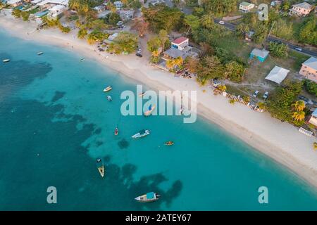 Aerial View of Grand Anse Bay, Grenada, Caribbean Sea Stock Photo
