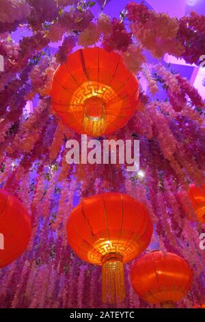 The Peninsula Hotel with Lunar New Year Holiday Decorations, NYC Stock Photo