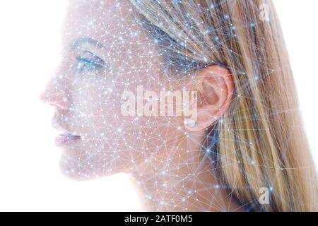 A portrait combined with a digital illustration Stock Photo