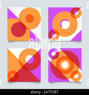 Set of abstract geometric patterns in bauhause style, retro swiss vector background Stock Vector