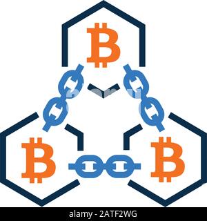 Nice design and fully editable Bitcoin digital currency chain icon for commercial, print media, web or any type of design projects. Stock Vector