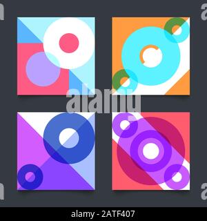 Simple geometric patterns, bauhaus background with circles and triangles. Vector illustration Stock Vector