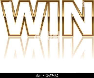 Gold Win Banner Isolated on a White Background. Ideal for use on competition banners and leaflets. Stock Vector