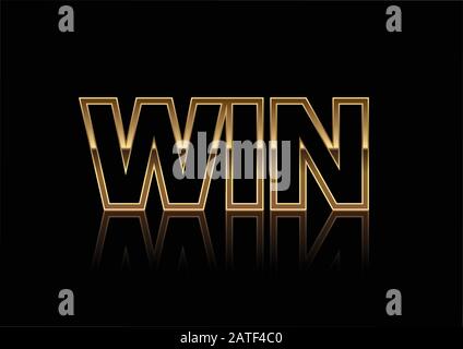 Gold Win Banner Isolated on a Black Background. Ideal for use on competition banners and leaflets. Stock Vector