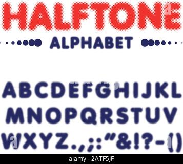 Halftone alphabet font typeface in vector format Stock Vector